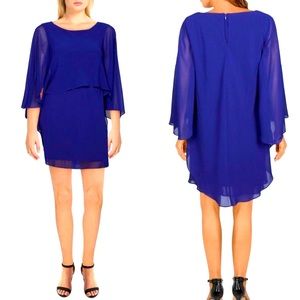 Ralph Lauren Royal Blue Flutter Sleeve Tiered Dress